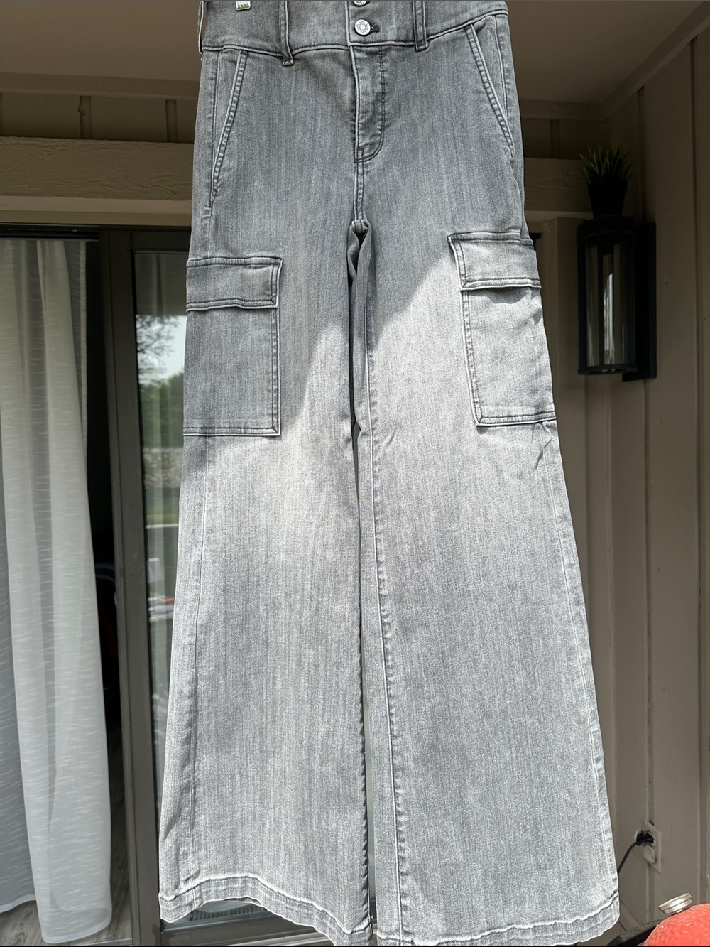 White House Black Market Women’s Extra High Rise Wide Leg Jeans in Gray